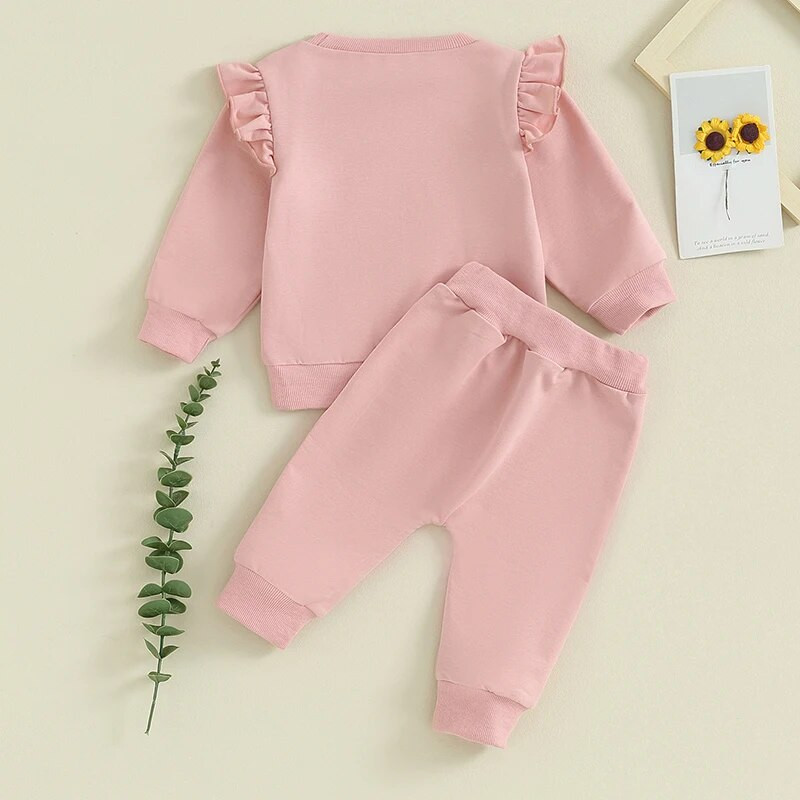 Citgeett Toamna Toamna Copii Bebeluși Fete Ținute Litere Imprimat Hanorac cu mânecă lungă Pantaloni cu talie elastică Haine de toamnă