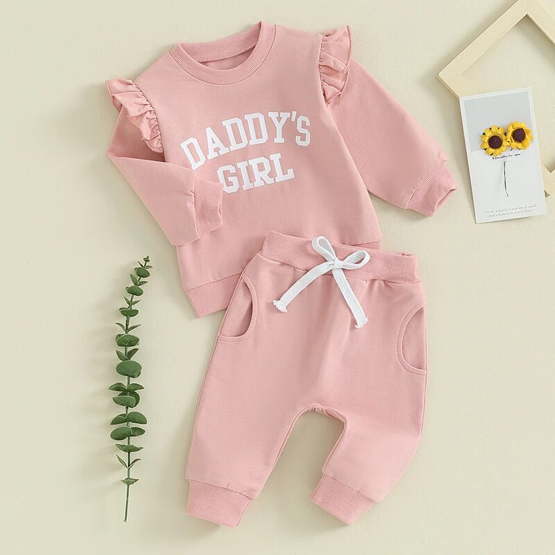 Citgeett Toamna Toamna Copii Bebeluși Fete Ținute Litere Imprimat Hanorac cu mânecă lungă Pantaloni cu talie elastică Haine de toamnă