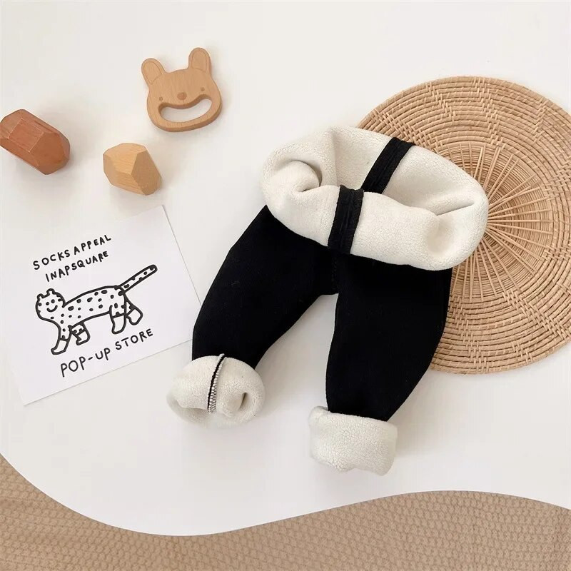 Talvised lapsed beebitüdrukutele ühevärvilised vibupüksid – väikelapse printsessi stiilis paksud sametised soojad ülerõivad, armsad säärised