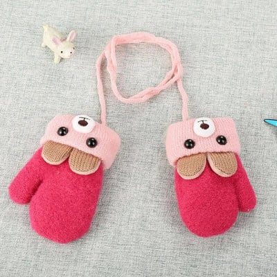 Παιδικά γάντια καινούργια 0-3 ετών Χαριτωμένο καρτούν αρκουδάκι μωρό αγόρια κορίτσια γάντια χειμωνιάτικο πλεκτό μαλλί νεογέννητα παιδιά ζεστά χοντρά γάντια χοντρά
