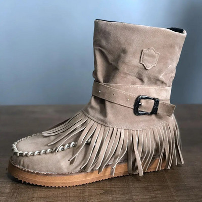 Retro módne snehové čižmy pre ženy, detské semišové členkové čižmy, nepremokavé strapcové šijacie čižmy na platforme, topánky Zapatillas Mujer