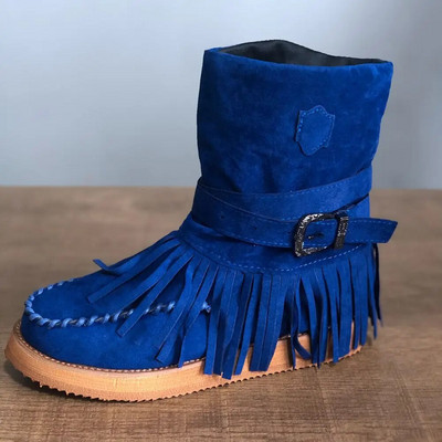 Retro módne snehové čižmy pre ženy, detské semišové členkové čižmy, nepremokavé strapcové šijacie čižmy na platforme, topánky Zapatillas Mujer