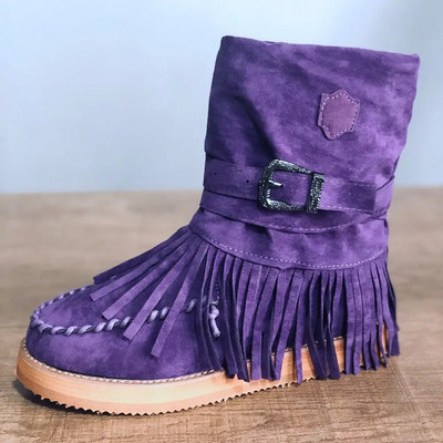 Retro módne snehové čižmy pre ženy, detské semišové členkové čižmy, nepremokavé strapcové šijacie čižmy na platforme, topánky Zapatillas Mujer