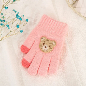 Χειμερινά πλεκτά γάντια μωρού Χαριτωμένα γάντια κινουμένων σχεδίων με πέντε δάχτυλα για μικρό αγόρι κορίτσι Kawaii μονόχρωμα παιδικά ζεστά γάντια