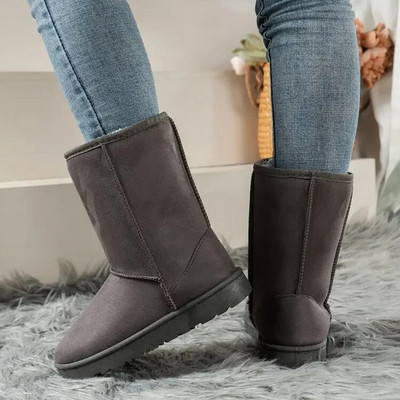Pantofi de damă la reducere Cizme de iarnă de înaltă calitate, la jumătatea gambei, pentru femei, la modă, cizme de zăpadă ocazionale solide Cizme cu platformă de dimensiuni mari