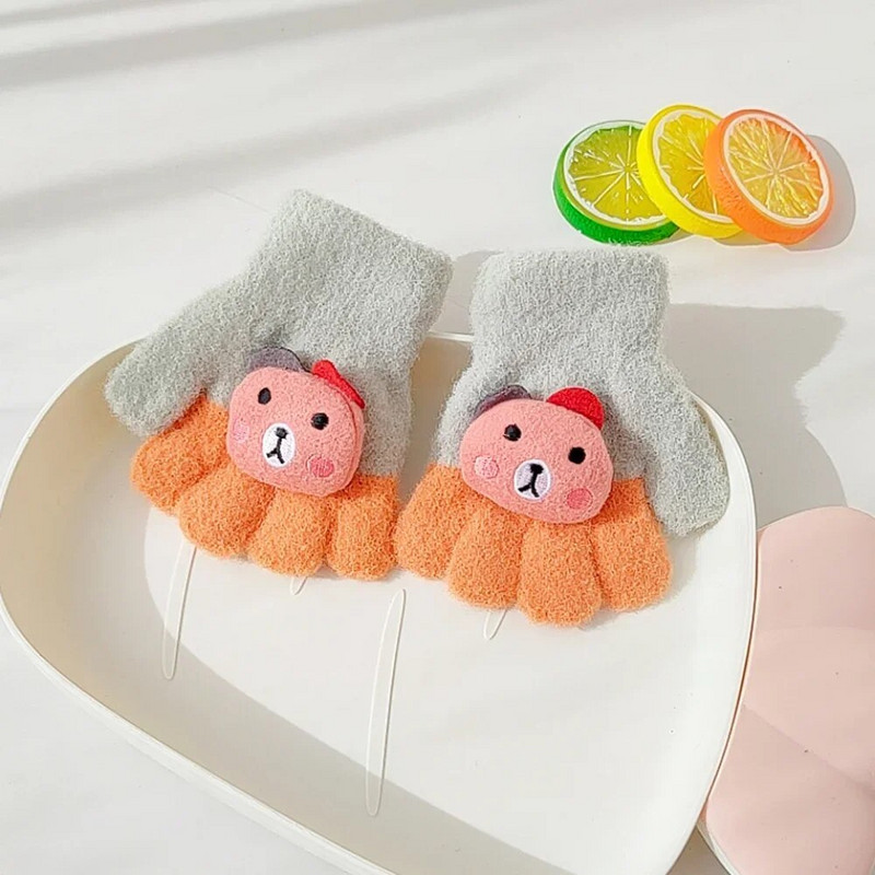 Multifilmid Beebikindad Talvised soojad Lapsed Kindad Tüdrukud Poisid Paks fliis Kootud Labakindad Väikelapsed Kindad Talvised Aksessuaarid lastele