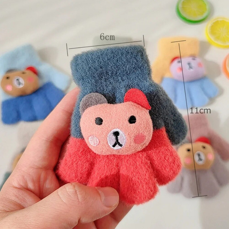 Multifilmid Beebikindad Talvised soojad Lapsed Kindad Tüdrukud Poisid Paks fliis Kootud Labakindad Väikelapsed Kindad Talvised Aksessuaarid lastele