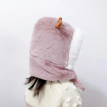 1-6 годишна зимна детска топла шапка от една част Сладка анимационна шапка Подплатена и удебелена шапка за момчета и момичета Шал Всичко в едно