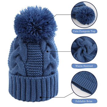 Χειμωνιάτικο ζεστό καπέλο για νήπια Κασκόλ Twist Scarf Beanie with Pompom Baby Girls Χαριτωμένο καπέλο πλεκτό καπέλο για βρέφος