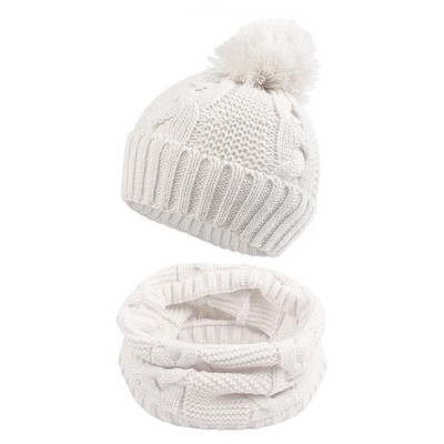 Pălărie caldă de iarnă pentru copil mic Eșarfă eșarfă răsucită Beanie cu pompon pentru fetițe șapcă drăguță pălărie tricotată pentru sugar băiat