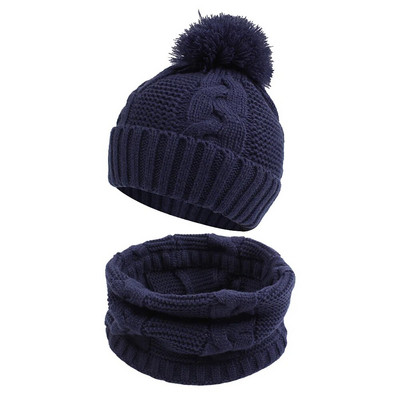 Pălărie caldă de iarnă pentru copil mic Eșarfă eșarfă răsucită Beanie cu pompon pentru fetițe șapcă drăguță pălărie tricotată pentru sugar băiat