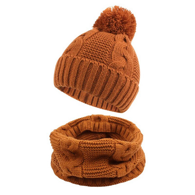 Pălărie caldă de iarnă pentru copil mic Eșarfă eșarfă răsucită Beanie cu pompon pentru fetițe șapcă drăguță pălărie tricotată pentru sugar băiat