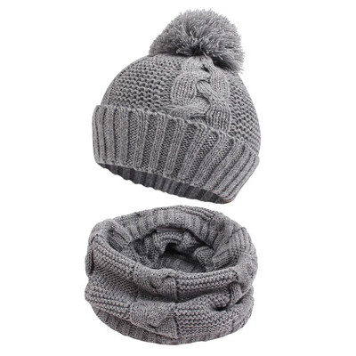 Pălărie caldă de iarnă pentru copil mic Eșarfă eșarfă răsucită Beanie cu pompon pentru fetițe șapcă drăguță pălărie tricotată pentru sugar băiat