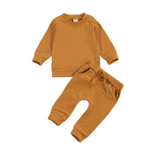 Citgeett Toamnă Solid 0-24M Copii copii Bebeluși Băieți Fete Haine primăvară Nou-născut Hanorace Topuri + Pantaloni Trening casual din bumbac