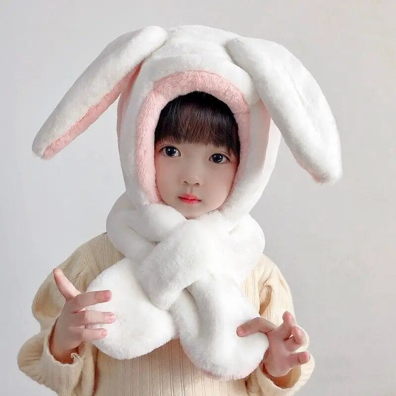 Χειμωνιάτικο ζεστό παιδικό κασκόλ 1 για αγόρια και κορίτσια βελούδινο 1-10 ετών Baby Cute Ears Rabbit Αντιανεμικό καπέλο προστασίας αυτιών Δωρεάν αποστολή