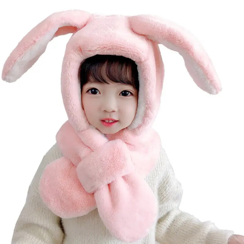 Χειμωνιάτικο ζεστό παιδικό κασκόλ 1 για αγόρια και κορίτσια βελούδινο 1-10 ετών Baby Cute Ears Rabbit Αντιανεμικό καπέλο προστασίας αυτιών Δωρεάν αποστολή