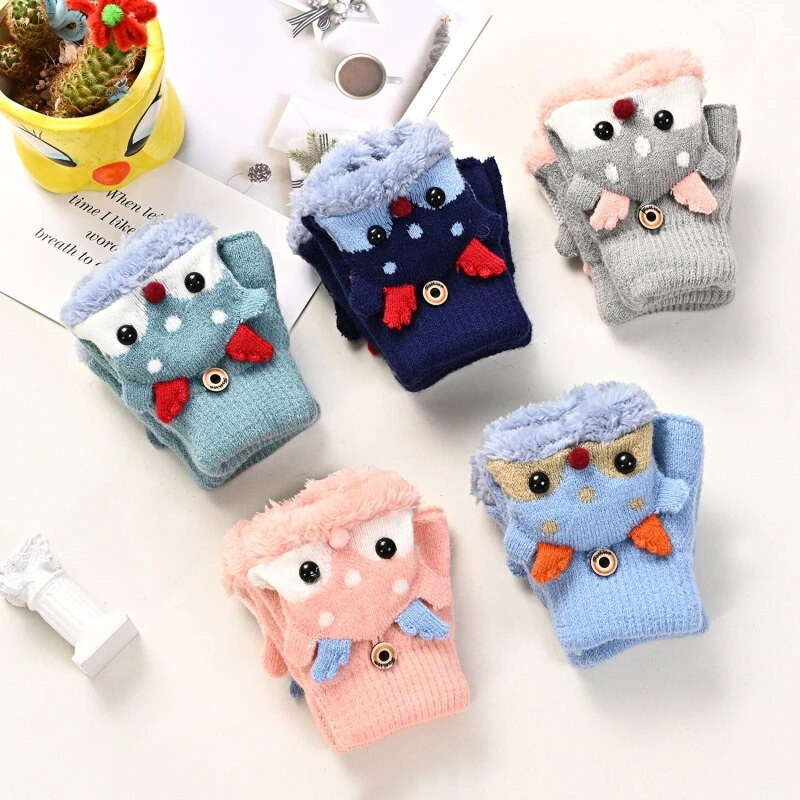 Lastele Talvekindad Jõulumultika Põdra Flip Poole Sõrmega Labakindad Tüdrukutele Poistele Lastele Soe plüüsi voodriga sõrmedeta kinnas