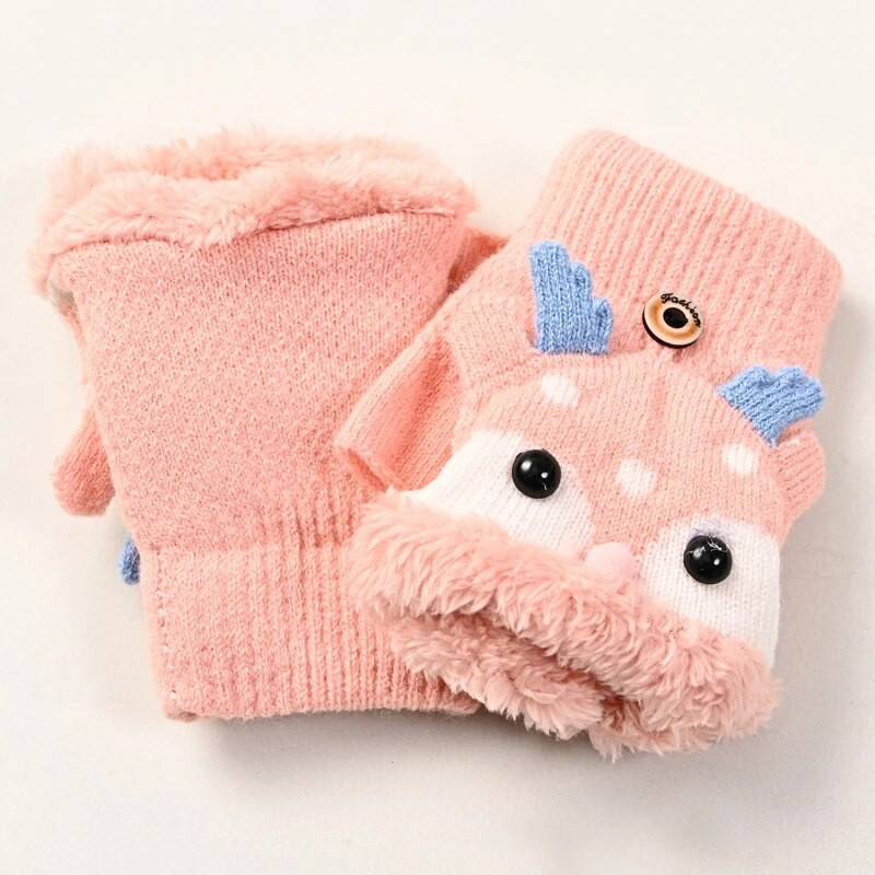 Lastele Talvekindad Jõulumultika Põdra Flip Poole Sõrmega Labakindad Tüdrukutele Poistele Lastele Soe plüüsi voodriga sõrmedeta kinnas