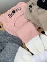 Χειμωνιάτικο ζεστό παιδικό κασκόλ Σετ καπέλων για αγόρια κορίτσια Πλεκτό καπέλο μπερέ Κασκόλ χιαστί συνονθύλευμα 2 τεμαχίων σετ 1-5Τ Παιδικά Bebe Mufflers