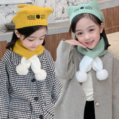 Χειμωνιάτικο ζεστό παιδικό κασκόλ Σετ καπέλων για αγόρια κορίτσια Πλεκτό καπέλο μπερέ Κασκόλ χιαστί συνονθύλευμα 2 τεμαχίων σετ 1-5Τ Παιδικά Bebe Mufflers