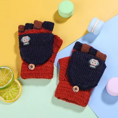 Lastele soojad labakindad talvepaksud lastekindad armsad multifilmid kootud klapiga kindad tüdrukutele poistele варежки детские зимние