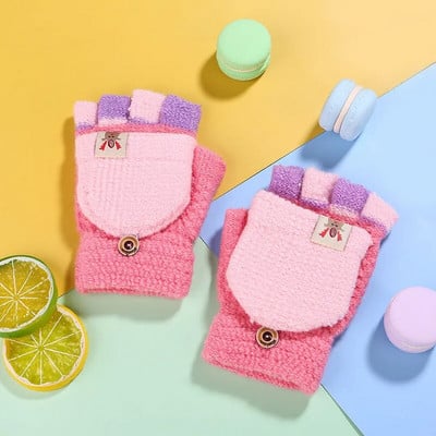 Lastele soojad labakindad talvepaksud lastekindad armsad multifilmid kootud klapiga kindad tüdrukutele poistele варежки детские зимние