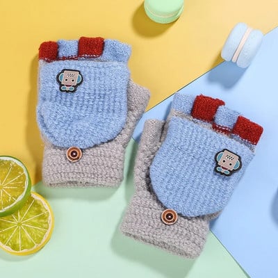 Lastele soojad labakindad talvepaksud lastekindad armsad multifilmid kootud klapiga kindad tüdrukutele poistele варежки детские зимние