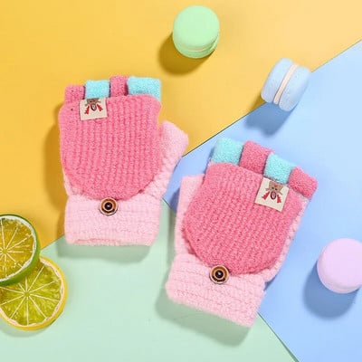 Lastele soojad labakindad talvepaksud lastekindad armsad multifilmid kootud klapiga kindad tüdrukutele poistele варежки детские зимние