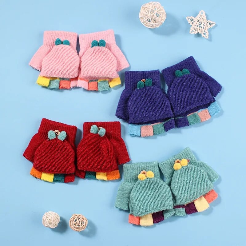 Lastele soojad labakindad talvepaksud lastekindad armsad multifilmid kootud klapiga kindad tüdrukutele poistele варежки детские зимние