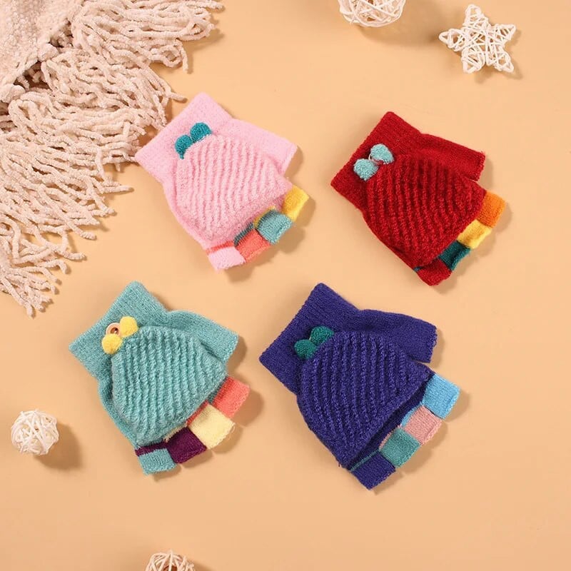 Lastele soojad labakindad talvepaksud lastekindad armsad multifilmid kootud klapiga kindad tüdrukutele poistele варежки детские зимние