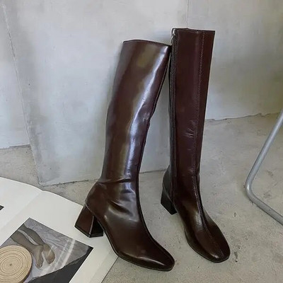 Pantofi Cizme de modă Femeie Botine cu toc mic Botine cu vârf rotund Cizme dama-femei Punk Cauciuc Toc înalt Toamnă Femei