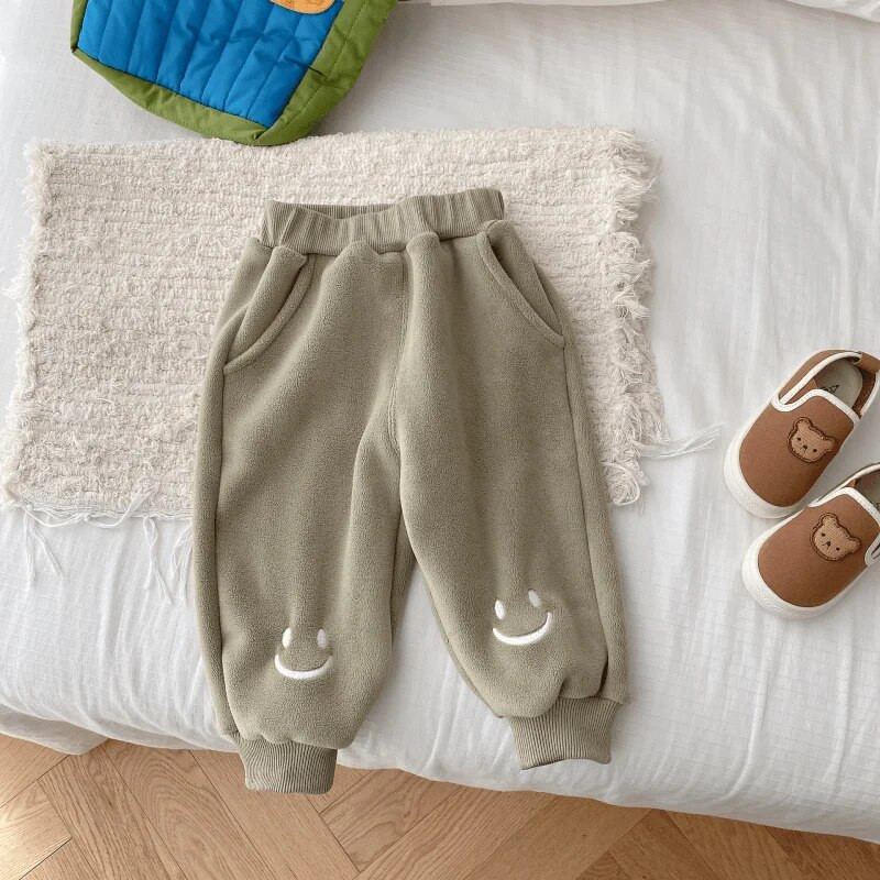 Vastsündinud beebile tüdrukule poisile fliispüksid talvised imikud väikelapsed, keskmise vöökohaga püksid vabaaja soojad paksu põhjaga beebiriided 9M-5Y