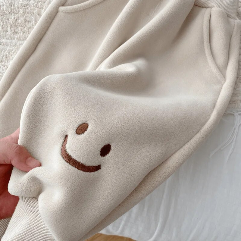 Vastsündinud beebile tüdrukule poisile fliispüksid talvised imikud väikelapsed, keskmise vöökohaga püksid vabaaja soojad paksu põhjaga beebiriided 9M-5Y