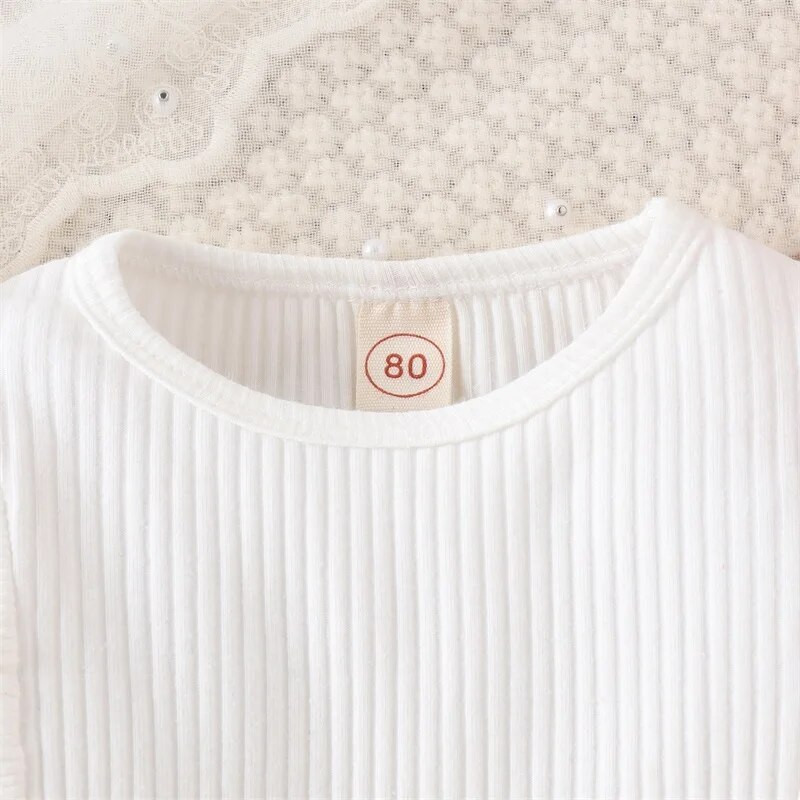 Citgeett Φθινοπωρινά παιδικά ρούχα για κοριτσάκια μακρυμάνικο βολάν με ραβδώσεις μονόχρωμη φούστα με κουμπί ανοιξιάτικο σετ ρούχων