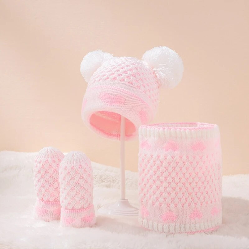 1 Σετ μωρουδιακά ζεστά χειμωνιάτικα κασκόλ γάντια κασκόλ Σετ πλεκτά κασκόλ κασκόλ με γάντια