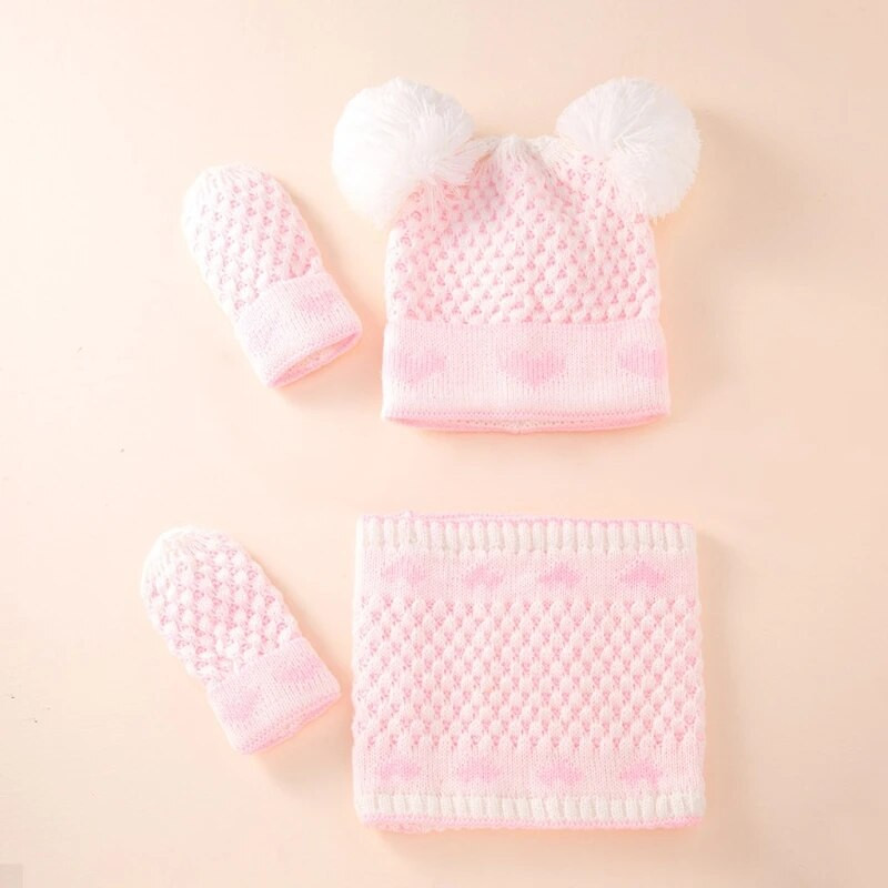 1 Σετ μωρουδιακά ζεστά χειμωνιάτικα κασκόλ γάντια κασκόλ Σετ πλεκτά κασκόλ κασκόλ με γάντια