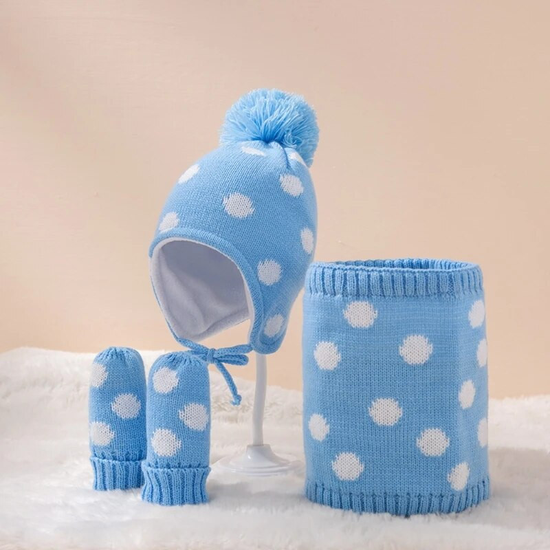 1 Σετ μωρουδιακά ζεστά χειμωνιάτικα κασκόλ γάντια κασκόλ Σετ πλεκτά κασκόλ κασκόλ με γάντια