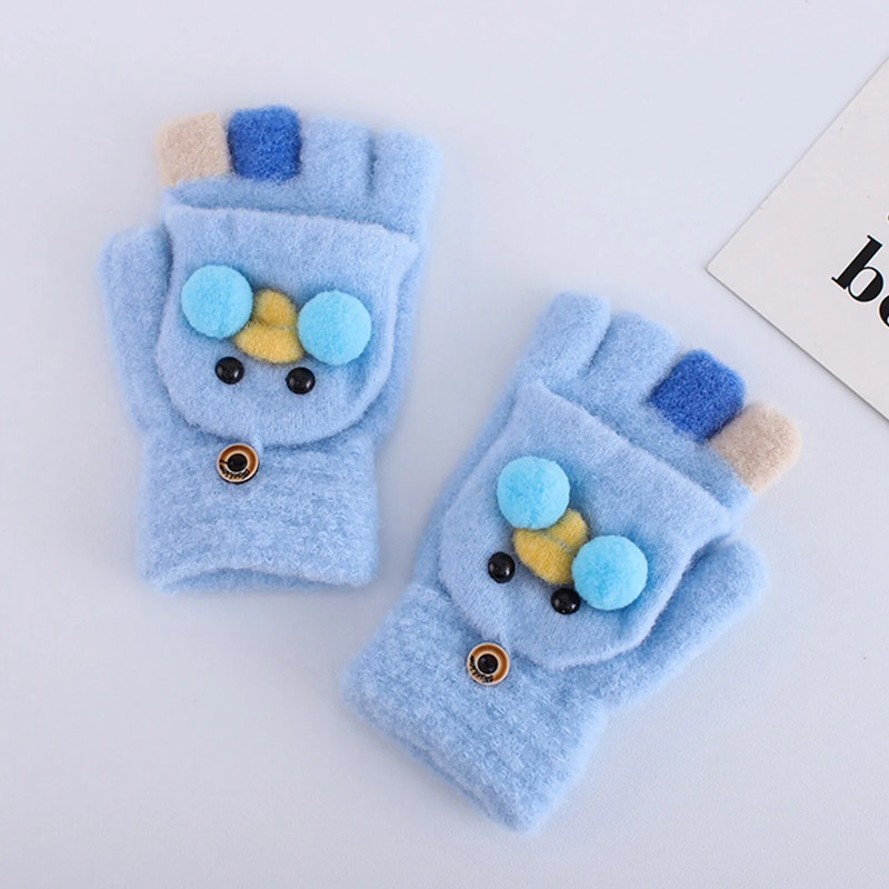 Flip Kids tricotate Convertibile pentru copii Mănuși fără degete Mănuși Top Iarnă caldă Mănuși și mănuși pentru copii