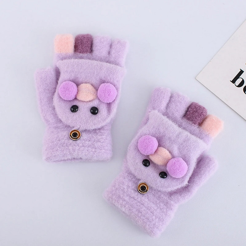 Flip Kids tricotate Convertibile pentru copii Mănuși fără degete Mănuși Top Iarnă caldă Mănuși și mănuși pentru copii