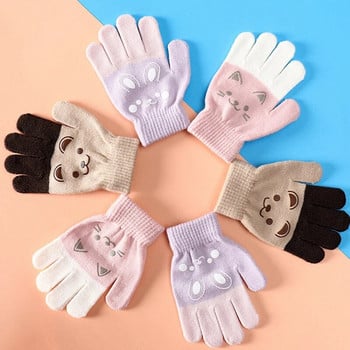 Χαριτωμένα παιδικά γάντια κινουμένων σχεδίων Χειμερινά χοντρά ζεστά πλεκτά γάντια μωρού με πλήρη δάχτυλα Κορεατική αρκούδα κουνέλι για παιδιά Παιδικά γάντια Guantes