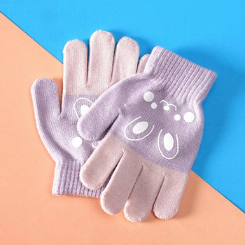Сладки анимационни детски ръкавици Зимни удебелени топли плетени бебешки ръкавици с пълни пръсти Корейска мечка Заек Детски ръкавици Guantes