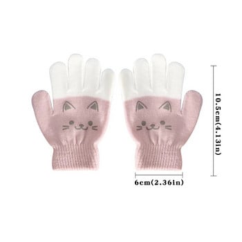 Сладки анимационни детски ръкавици Зимни удебелени топли плетени бебешки ръкавици с пълни пръсти Корейска мечка Заек Детски ръкавици Guantes