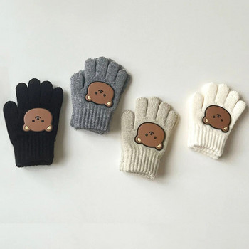 3-7 Y Cartoon Bear Baby Kid Γάντια Χειμερινά Υπαίθρια Ζεστό κορίτσι Αγόρι Βρέφος Βρέφος με πέντε δάχτυλα Γάντι από αλπακά μαλλί για παιδί Χοντρό νήπιο
