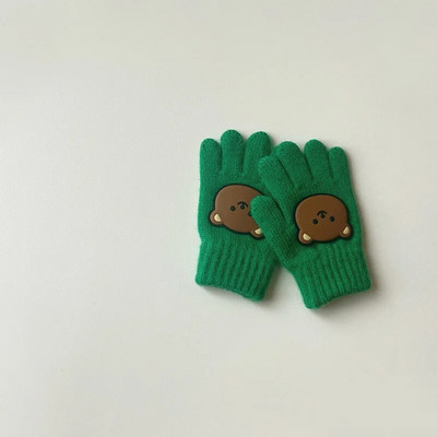 3-7Y Cartoon Bear Baby Kid Mittens Zimné vonkajšie teplé dievčatko Chlapčenské päťprstové rukavice z alpaky Vlna Detské batoľa Hrubé rukavice