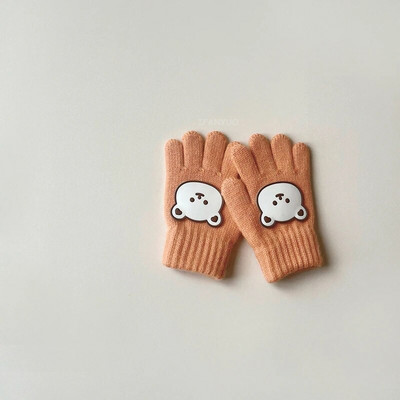 3-7Y Cartoon Bear Baby Kid Mittens Zimné vonkajšie teplé dievčatko Chlapčenské päťprstové rukavice z alpaky Vlna Detské batoľa Hrubé rukavice