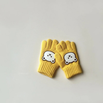 3-7Y Cartoon Bear Baby Kid Mittens Zimné vonkajšie teplé dievčatko Chlapčenské päťprstové rukavice z alpaky Vlna Detské batoľa Hrubé rukavice
