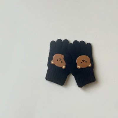 3-7Y Cartoon Bear Baby Kid Mittens Zimné vonkajšie teplé dievčatko Chlapčenské päťprstové rukavice z alpaky Vlna Detské batoľa Hrubé rukavice