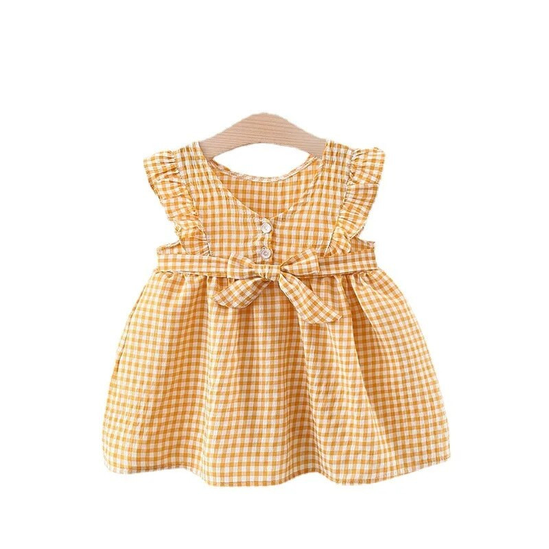 Βρεφικό φόρεμα Καλοκαιρινό αμάνικο δικτυωτό φόρεμα Βαμβακερό νεογέννητο βρεφικό φόρεμα για κορίτσια Παιδικά ρούχα