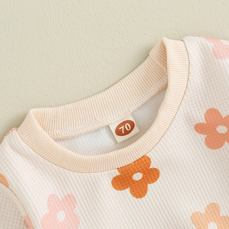 Citgeett primăvară copil fetiță haine de toamnă cu imprimeu de flori topuri cu mâneci lungi pantaloni cu talie elastică ținută ocazională costum de toamnă