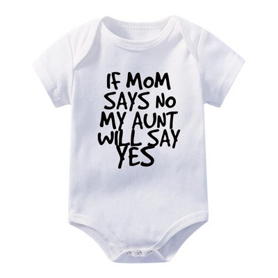 Vastsündinu beebi suvised püksid KUI EMA ÜTLEB EI MINU TÄDI ÜTLEB JAH, kirjatrükk Tüdrukute Poisi riided 100% Puuvillane Vankrid Kombinesoon 0-24M